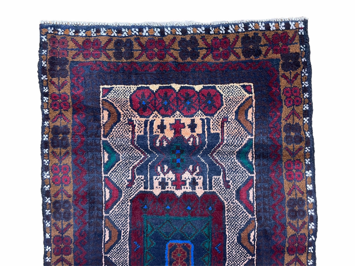 3 X 5 Vintage Handmade Tribal Wool Rug Balouchi Rug Afghan Rug Red Beige Nice - Jewel Rugs, view 3