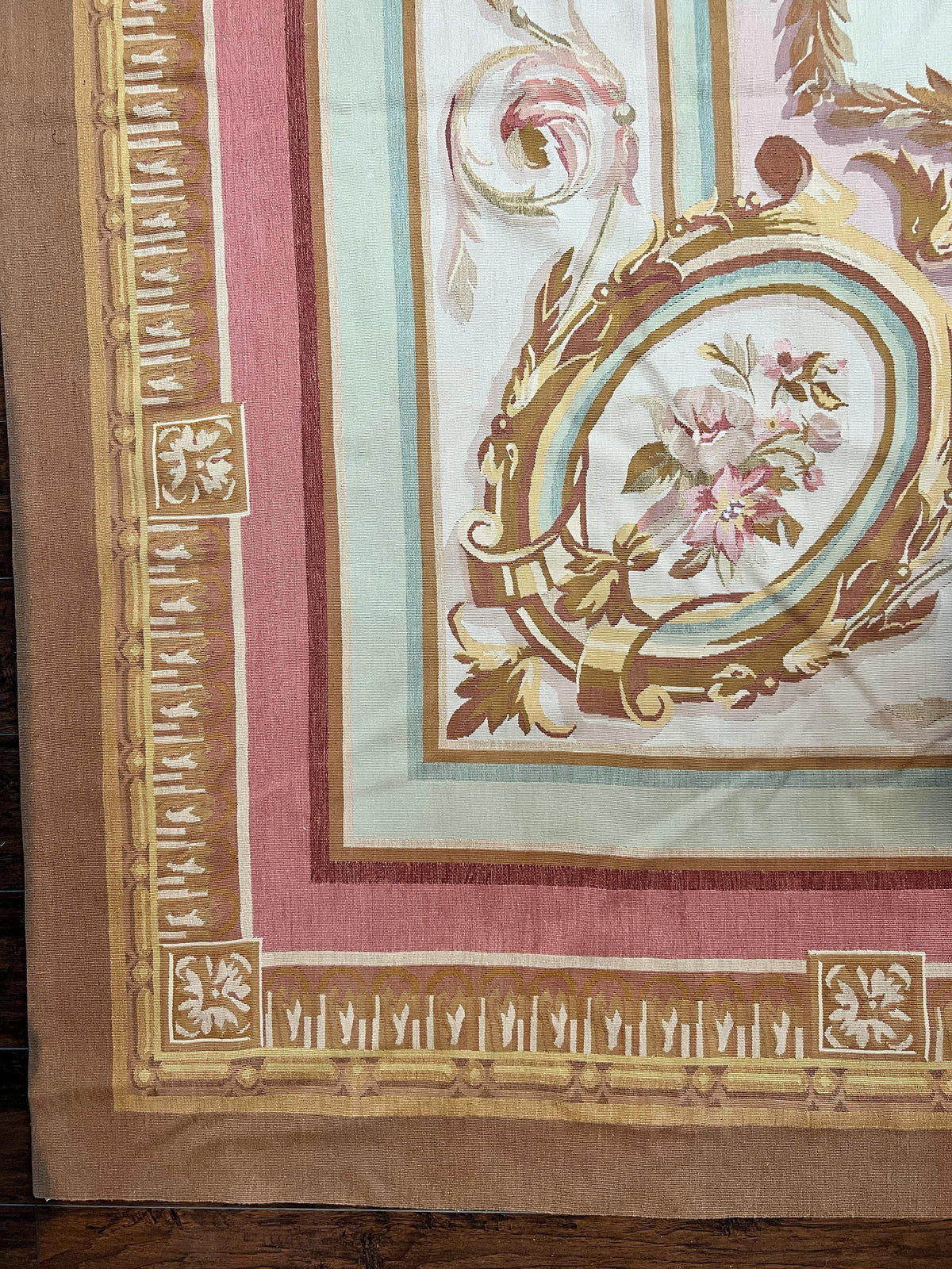 Large Aubusson Rug 11x15, Oversized Gallery Palace Size Flatweave Savonnerie Carpet 11 x 15 ft, Wool Handmade Vintage Elegant European - Jewel Rugs, view 9