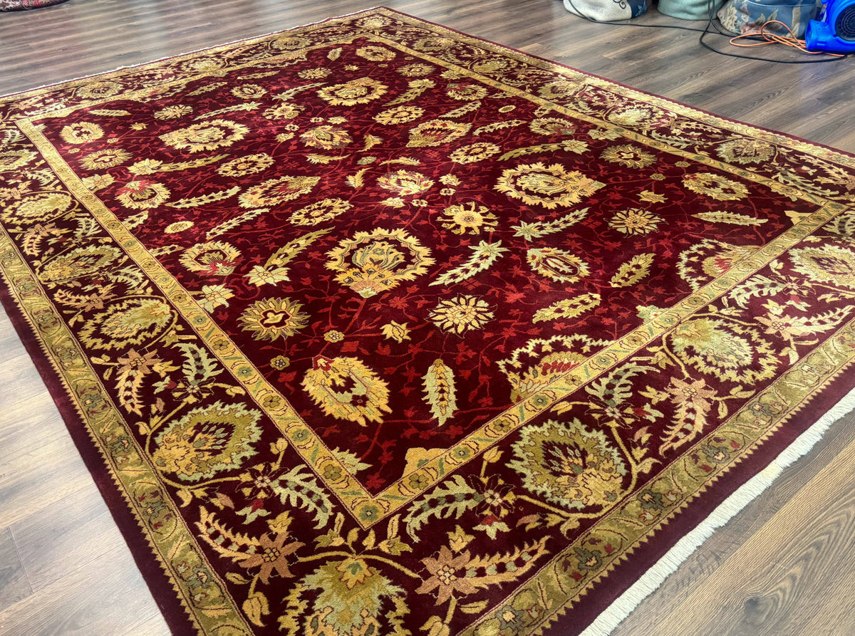 Indo Mahal Rug 9x12, Allover Pattern, Dark Red, Traditional Wool Area Rug - Jewel Rugs, view 13