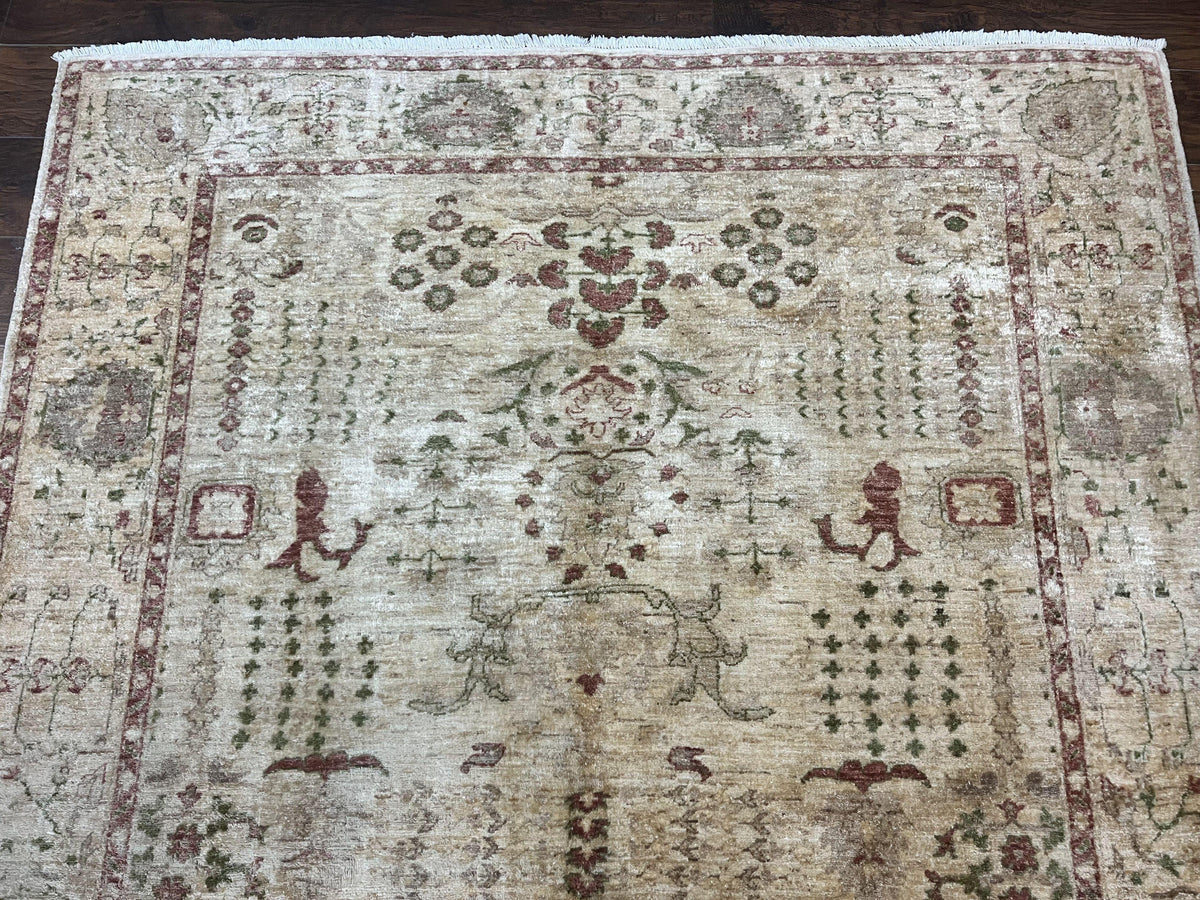 Pakistani Oushak Rug 6 x 9.6, Handmade Wool Peshawar Carpet, Farmhouse Rug - Jewel Rugs, view 4