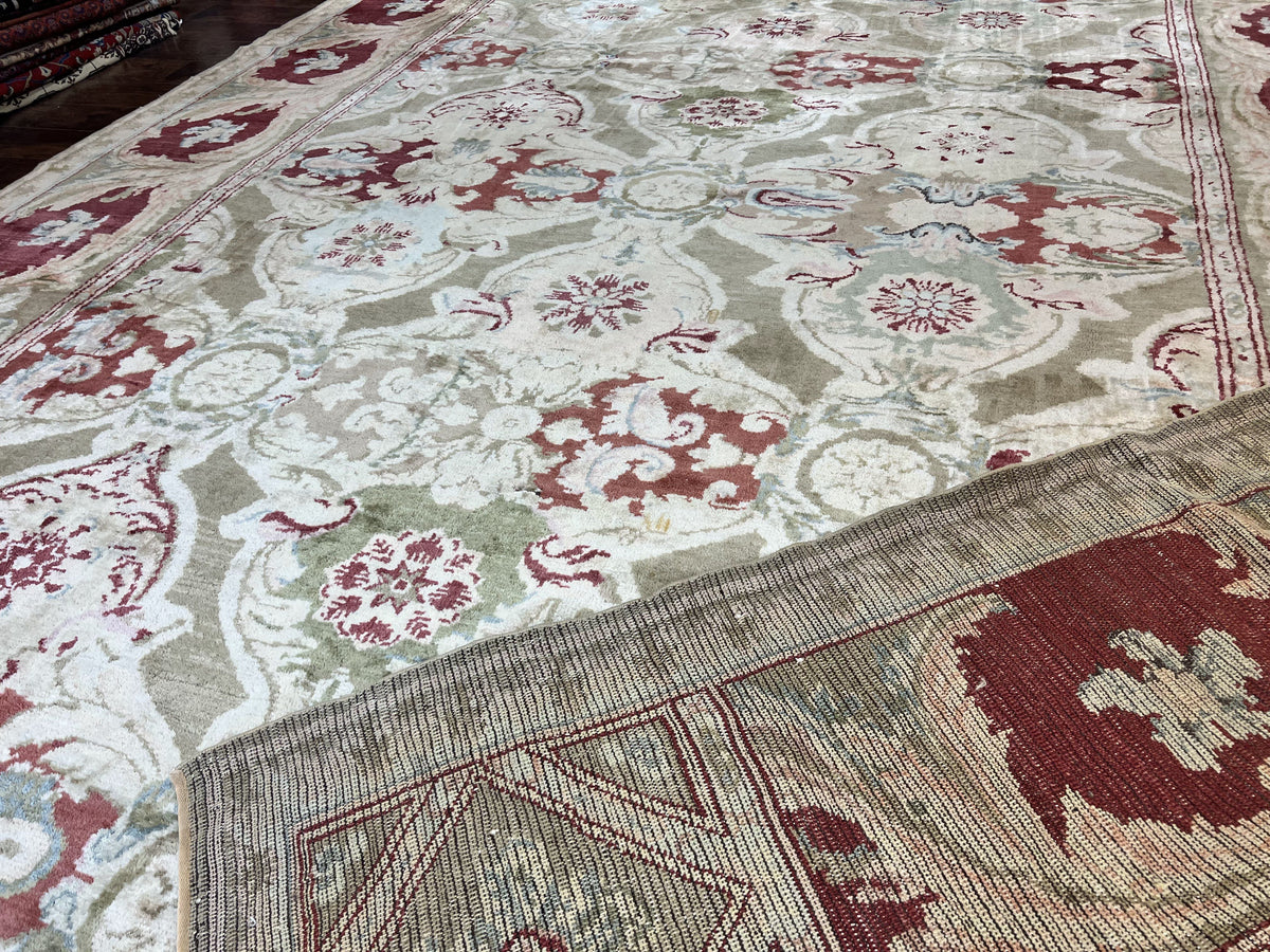Large Egyptian Oushak Rug 12x21, Wool Handmade Vintage Carpet, Allover Pattern, Oversized 12 x 21 ft Traditional Rug - Jewel Rugs, view 10