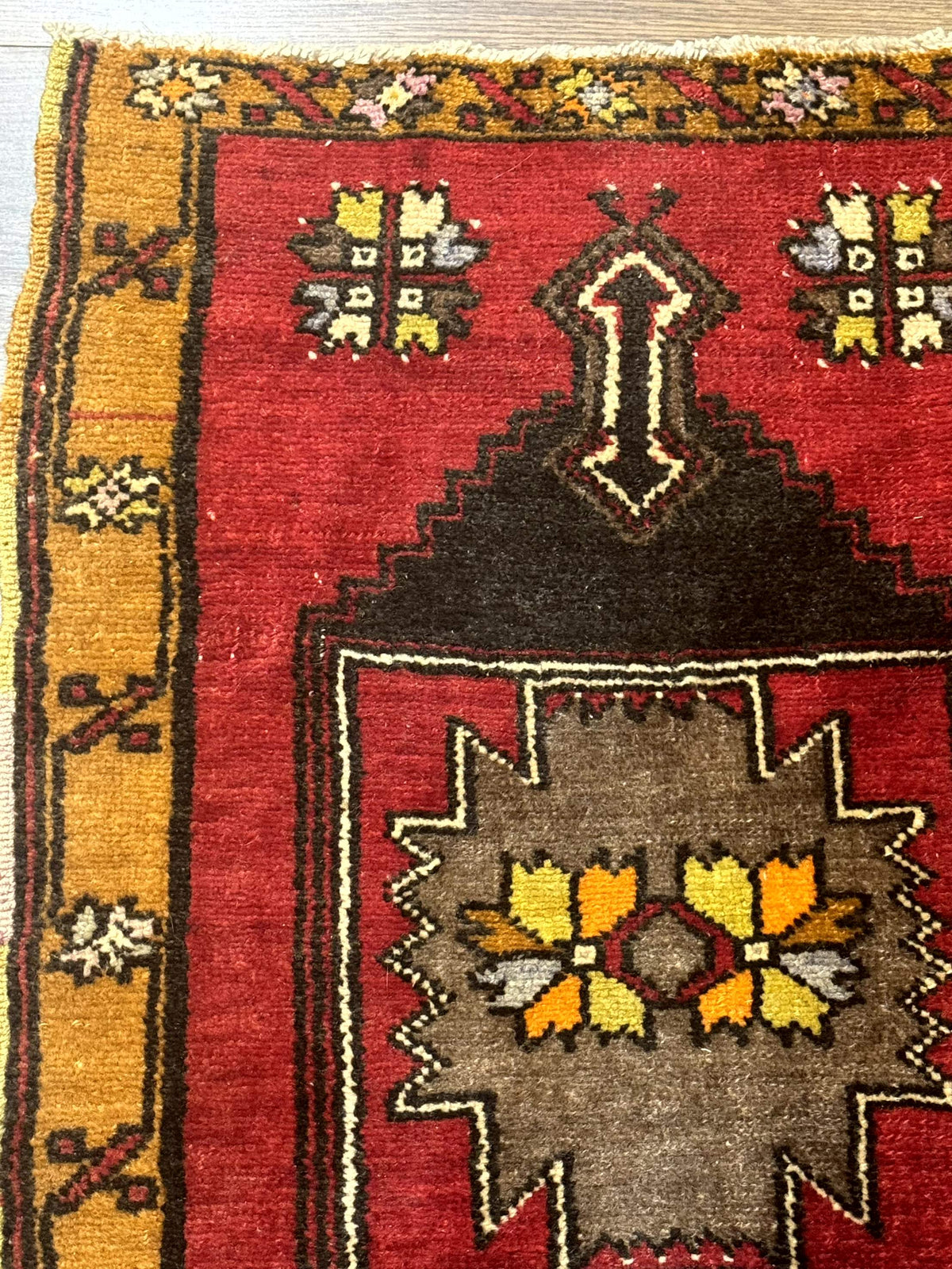 Turkish Yastik Rug 2x3, Geometric Medallion, Small Turkish Wool Rug, Red - Jewel Rugs, view 7
