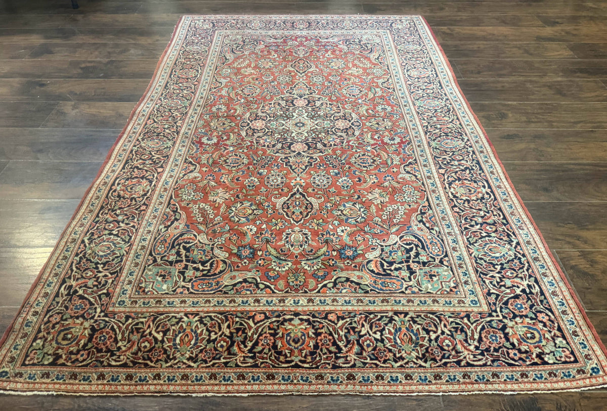 Persian Kashan Rug 4x7, Red, Floral Medallion, Vintage, Wool - Jewel Rugs, view 2