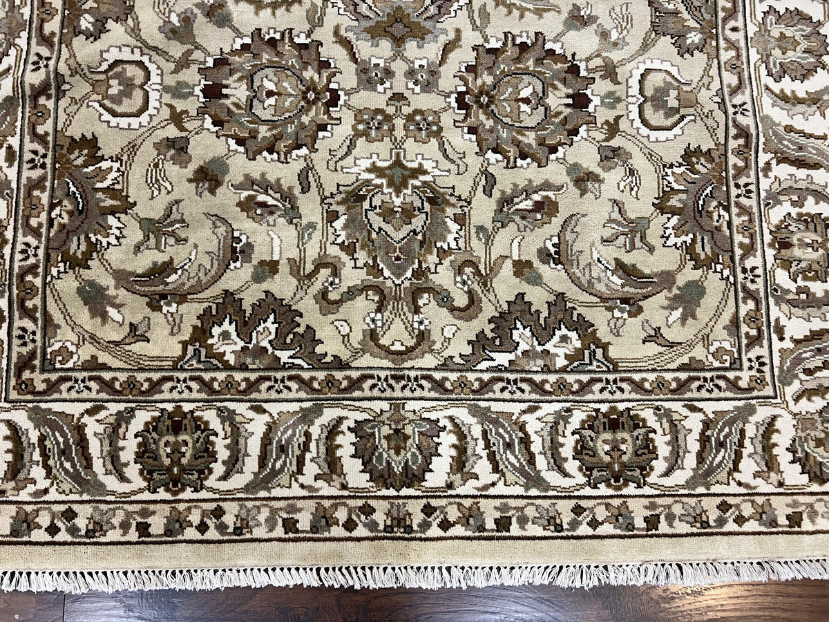 Indo Mahal Rug 6x9, Indian Carpet 6 x 9 ft, Light Green and Ivory, Floral Allover, Wool Oriental Carpet, Traditional Rug, Handmade - Jewel Rugs, view 6