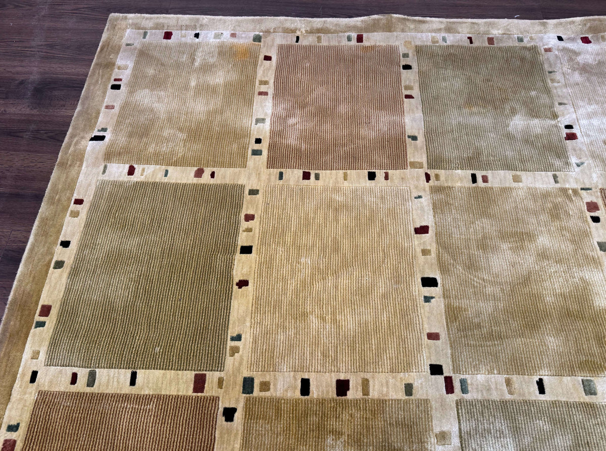 Large Wool Rug 10x13, Panel Design, Modern Contemporary Carpet - Jewel Rugs, view 7