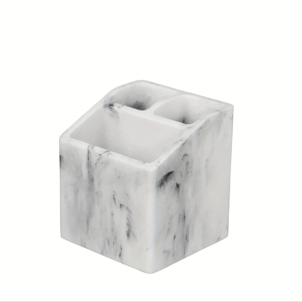 3-Slot Toothbrush Holder with Drain Hole - Durable Resin Bathroom Organizer for Toothpaste & Toothbrushes, Freestanding Vanity Stand for Shower, Countertop, Office - Space-Saving Makeup Brush & Stationery Storage, Toothbrush