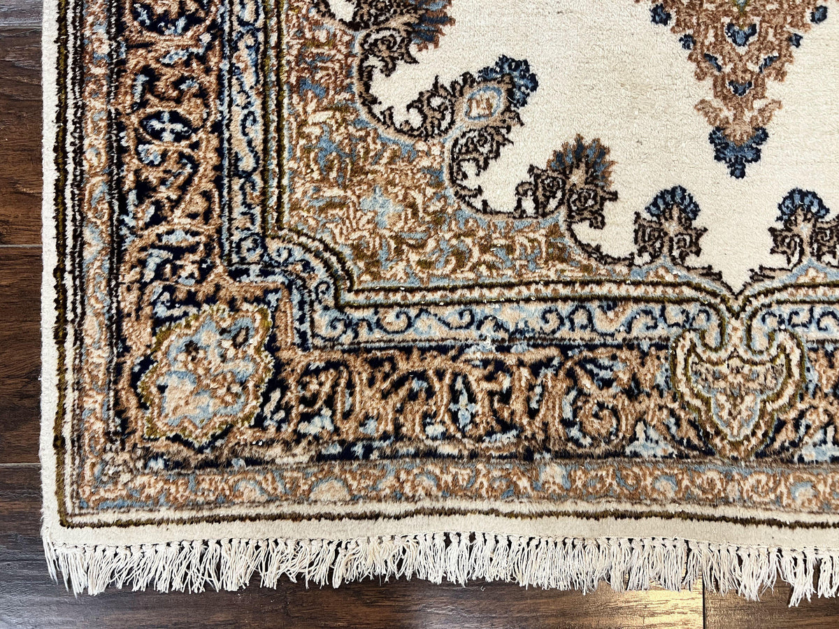 Square Persian Kirman Rug 4x4, Semi Open Field, Handmade - Jewel Rugs, view 8