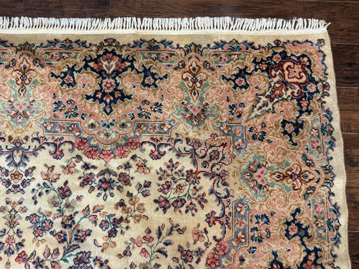 Antique Karastan Rug 8.8 x 12 Lanamar Floral Ivory Kirman Wool Discontinued - Jewel Rugs, view 7