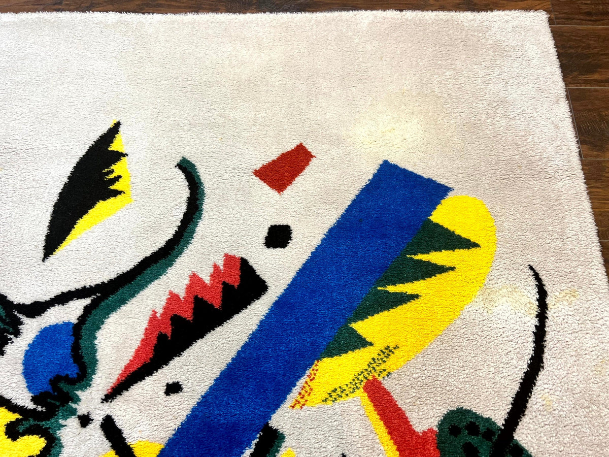 Danish Rya Shag Rug 6x9, EGE Axminster Carpet, Ivory, Modern Abstract Rug, Signed by Designer - Jewel Rugs, view 8