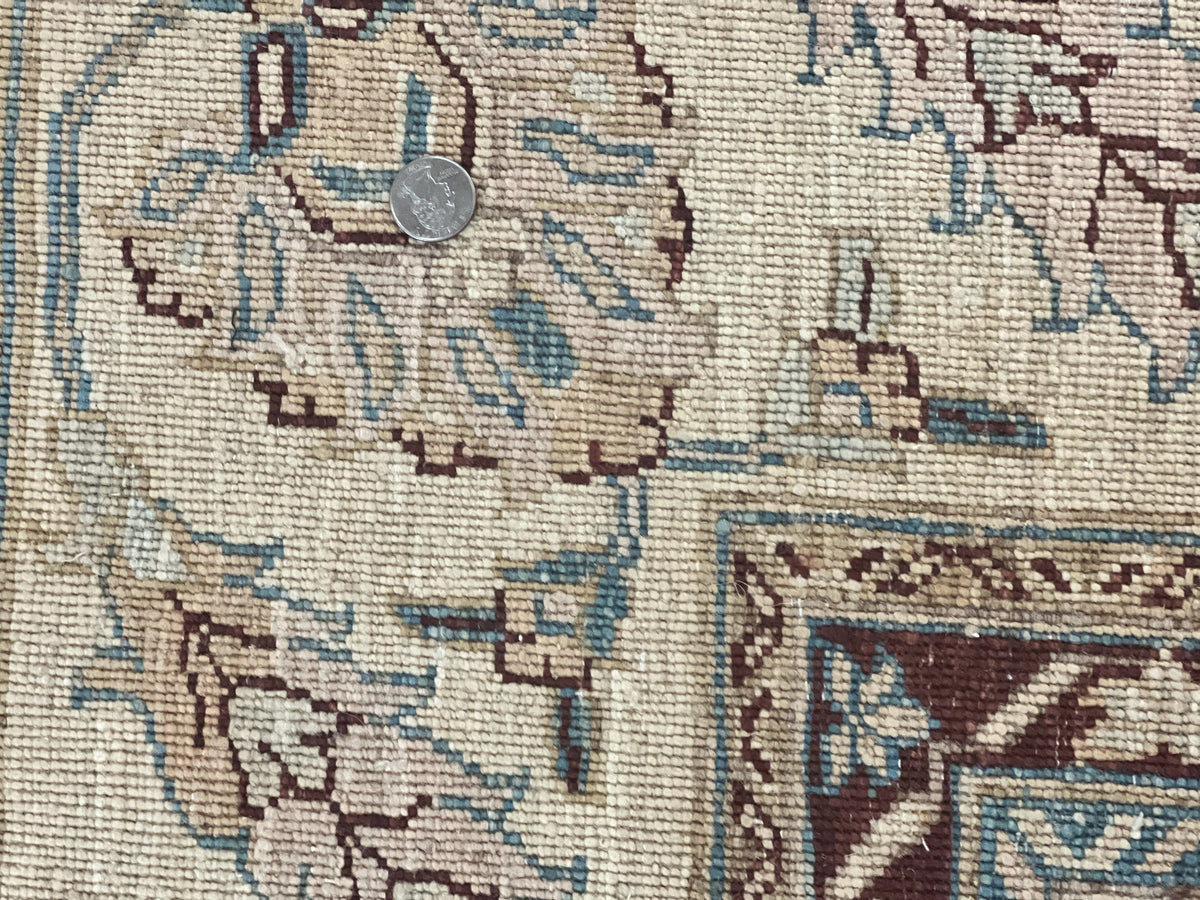 Peshawar Rug 9x11, Pakistani Oriental Carpet, Maroon and Beige, Floral Allover, Wool Hand Knotted Handmade Vintage Rug - Jewel Rugs, view 10