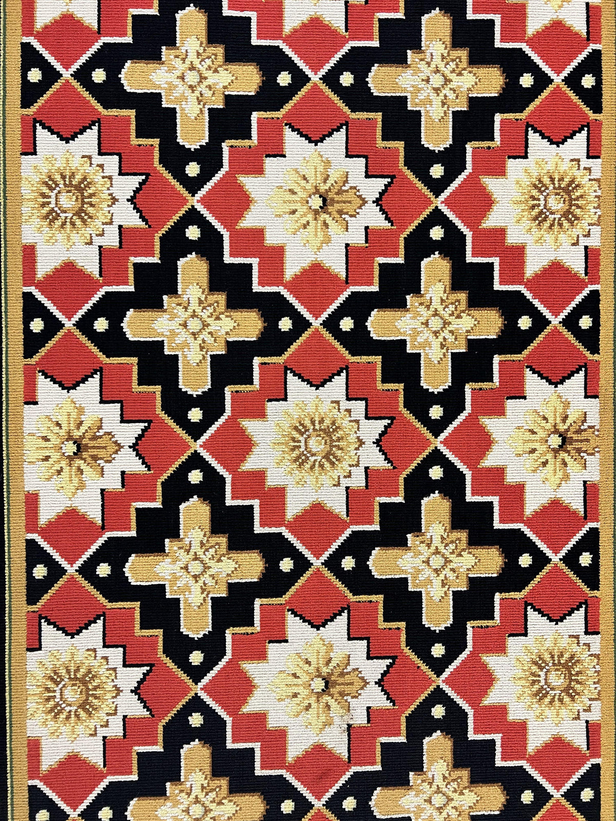 Vintage Runner Rug 3.5 x 14, Long Runner Rug, Stark Custom Made Carpet, European Design, Red Black Ivory Tan, Long Rug for Hallway - Jewel Rugs, view 5