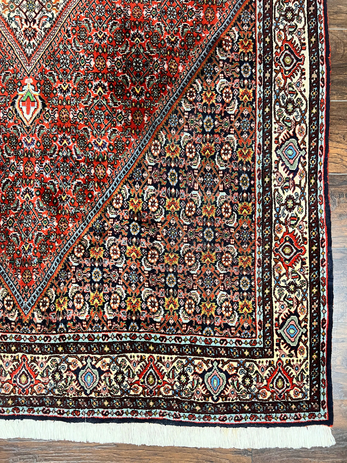 Persian Bidjar Rug 5x10, Wool Hand Knotted Vintage Carpet, Highly Detailed, Mahi Herati Pattern, 5 x 10 Oriental Rug - Jewel Rugs, view 9