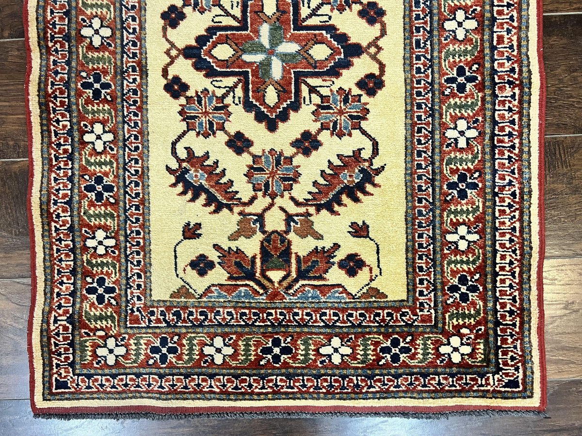 Afghan Heriz Runner Rug 2.9 x 12, Vintage Hand Knotted Persian Carpet for Hallway, 12ft Runner, Wool, Cream - Jewel Rugs, view 6