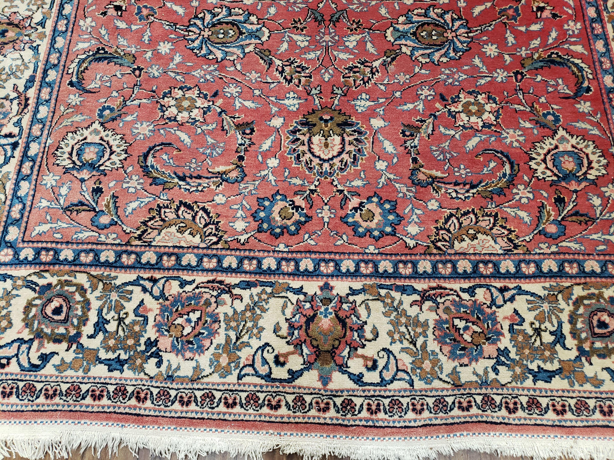 Semi Antique Persian Kashan, Red & Cream, Hand-Knotted, Wool, 4' 8" x 6' 6", Pair A - Jewel Rugs, view 6