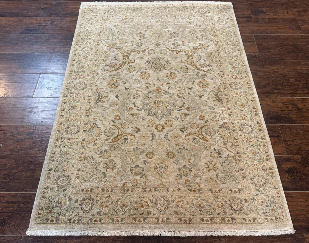 Pak Persian Rug 4x6, Beige, Pakistani Peshawar Rug, Handmade, Neutral Colors, Vintage Rug for Modern Home - Jewel Rugs, view 2
