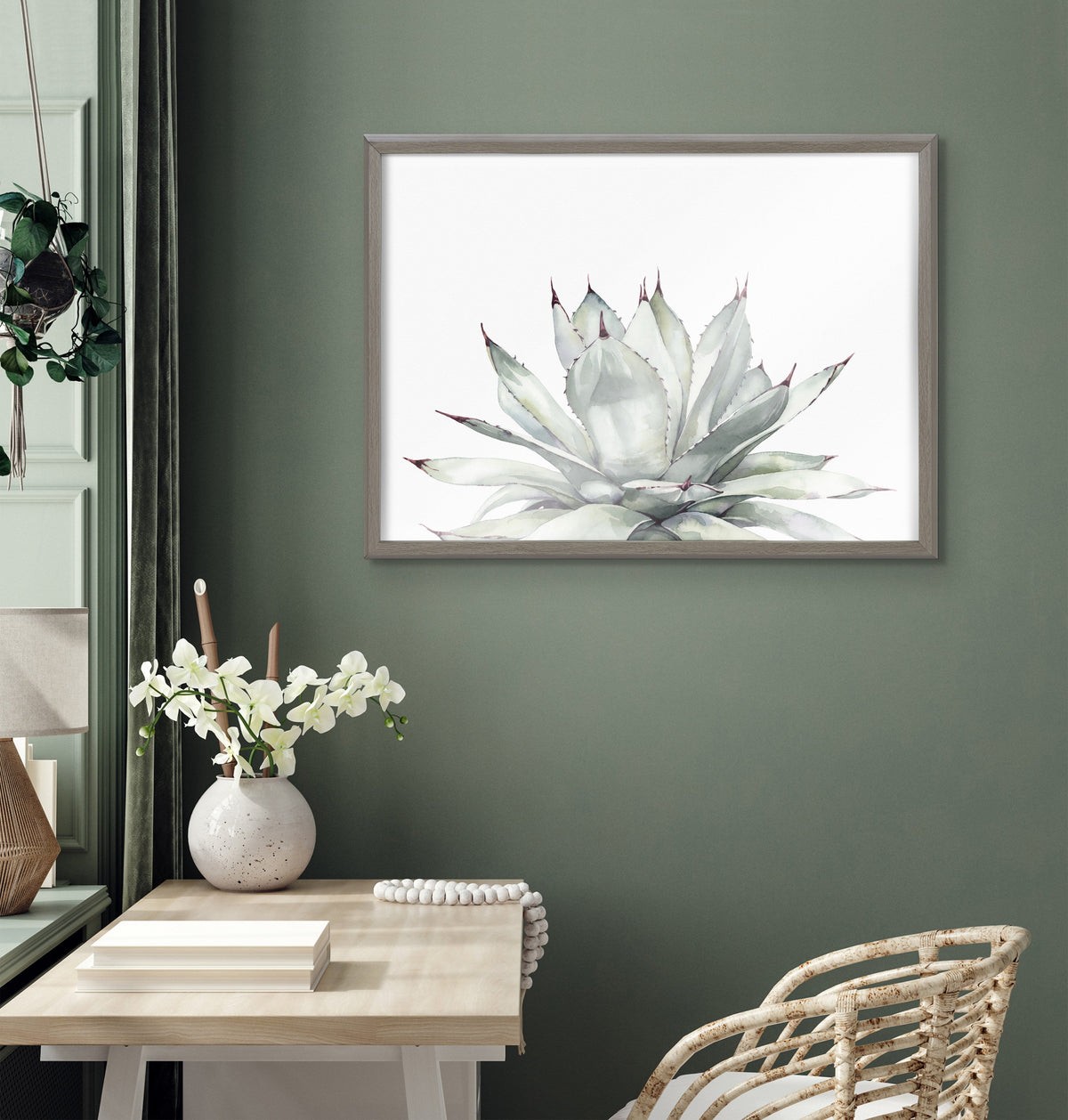 Blake Parrys Agave Framed Printed Glass by Emily Marie Watercolors