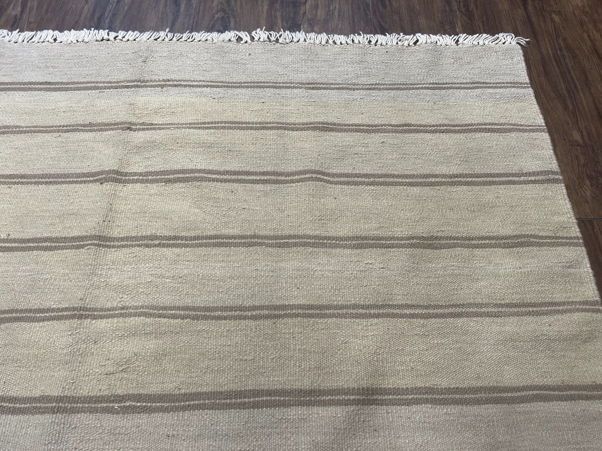 New Turkish Kilim Rug 5x8 Flatweave Carpet, Bohemian Rug, Contemporary Rug, Hand Woven, Wool Area Rug, Gray and Taupe, Striped Pattern - Jewel Rugs, view 8