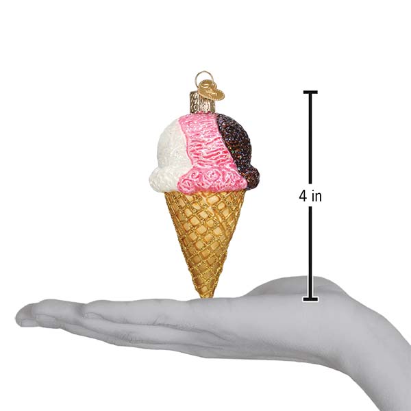 Neapolitan Ice Cream Cone Ornament