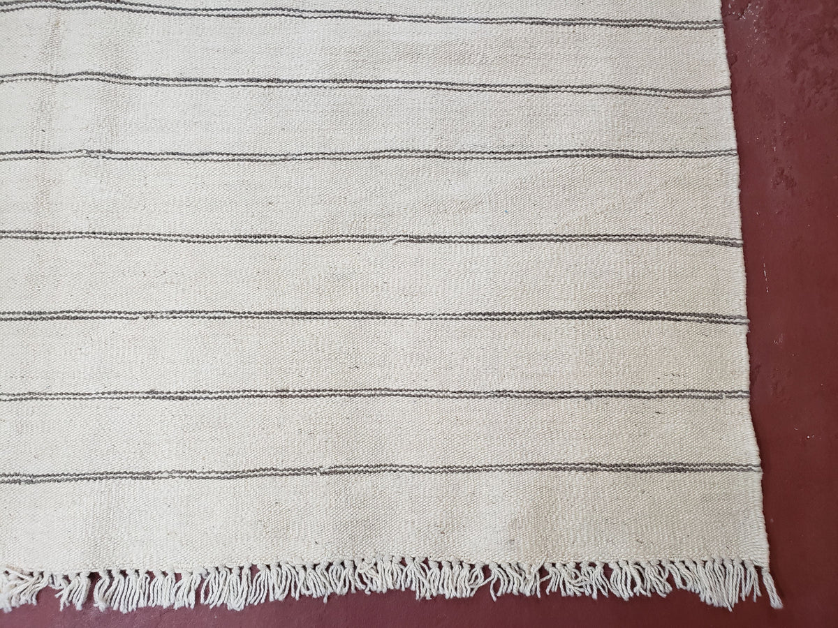 New Turkish Kilim Rug, Striped Area Rug, Southwestern Style, Off-white/Ivory Color, 5x8 Kilim Carpet, Hand-Knotted, Flatweave, Wool - Jewel Rugs, view 9