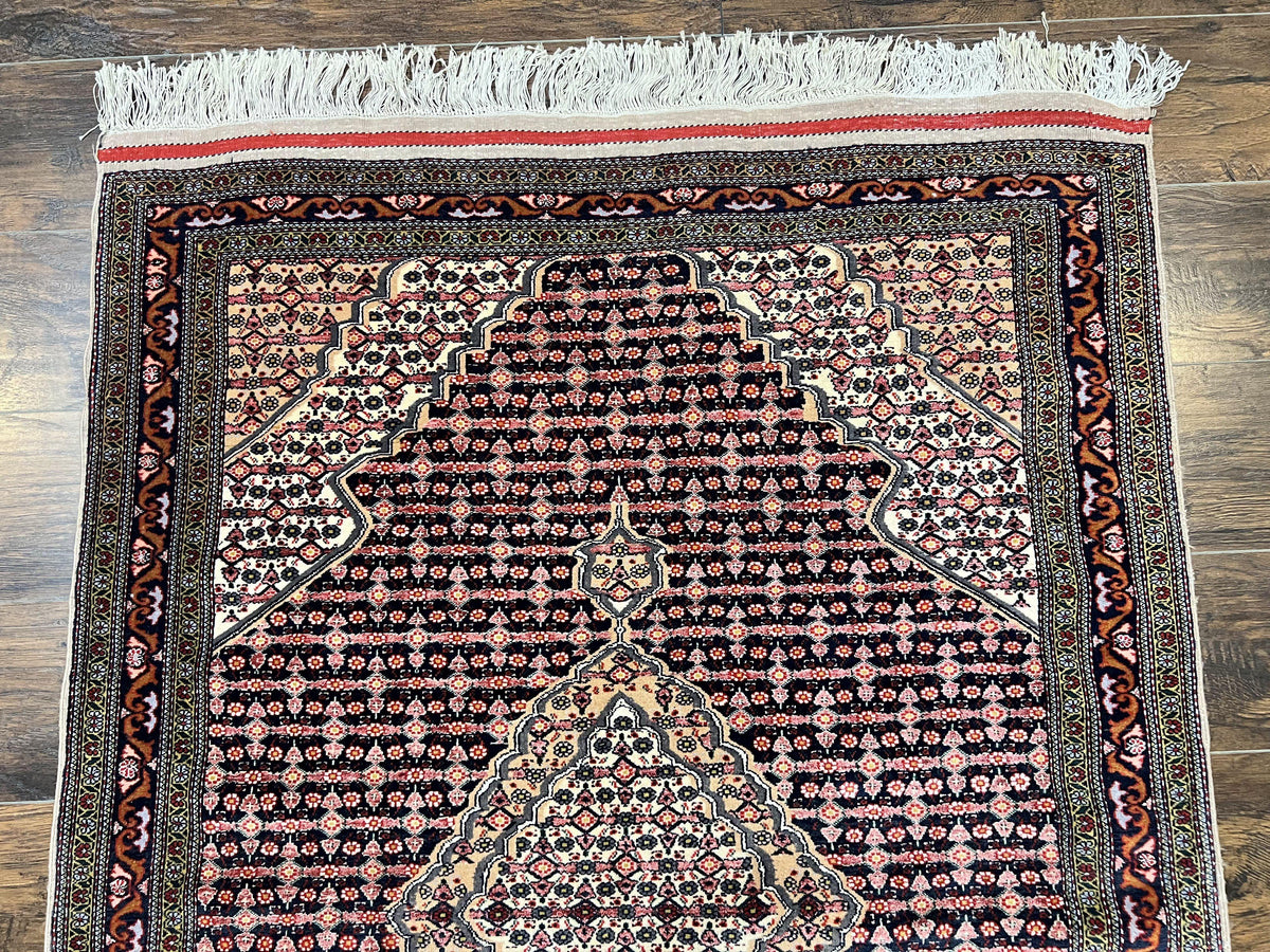 Afghan Rug 4x5, Wool with Silk Highlights, Very Fine Hand Knotted Vintage Oriental Carpet, Herati Pattern, Persian Rug, Bidjar Rug, 400 KPSI - Jewel Rugs, view 3