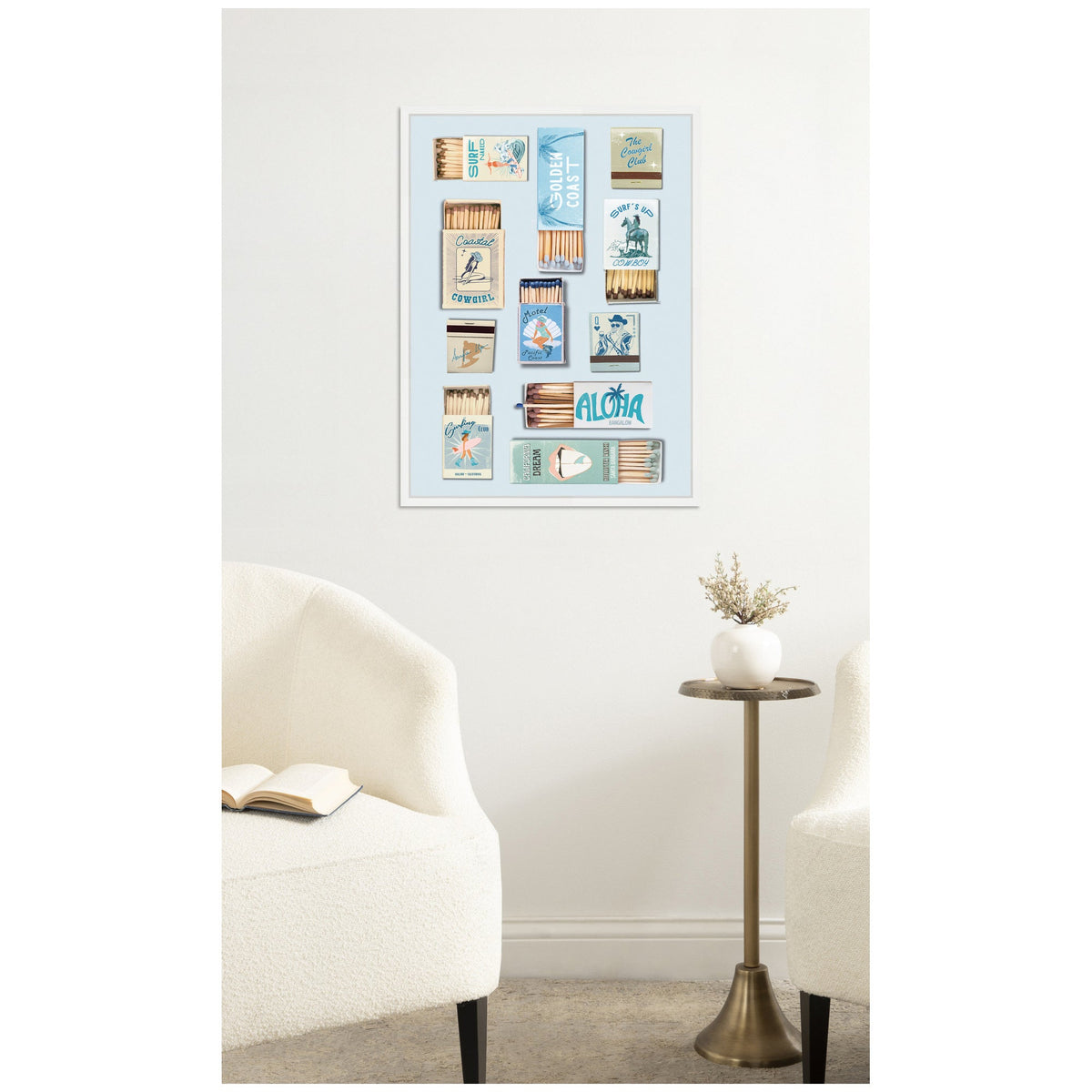 Retro Matchbox Blue Coastal Cowgirl 18x24 FC by Honey Island Studio Framed Canvas Wall Art Print