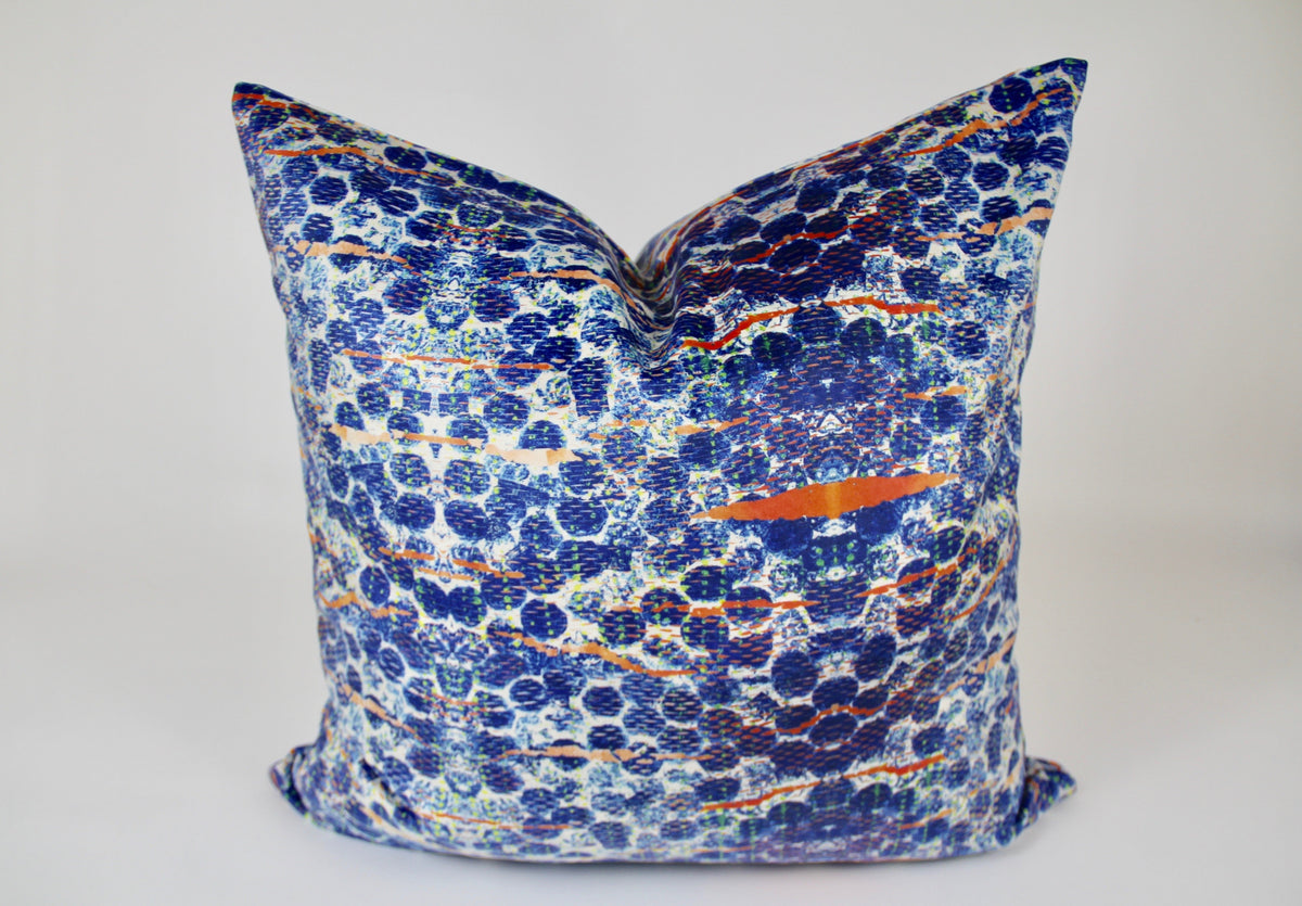 Blue Bubbles Velvet Pillow - Artxtiles, view 5