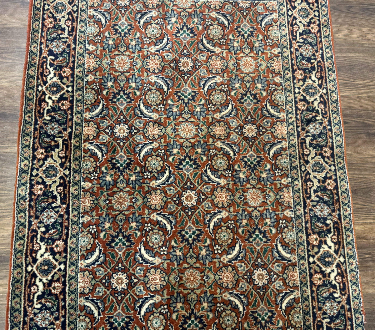 Indo Persian Bijar Rug 3x5, Red and Navy Blue, Allover Pattern, Fine Hand Knotted Wool Carpet - Jewel Rugs, view 5
