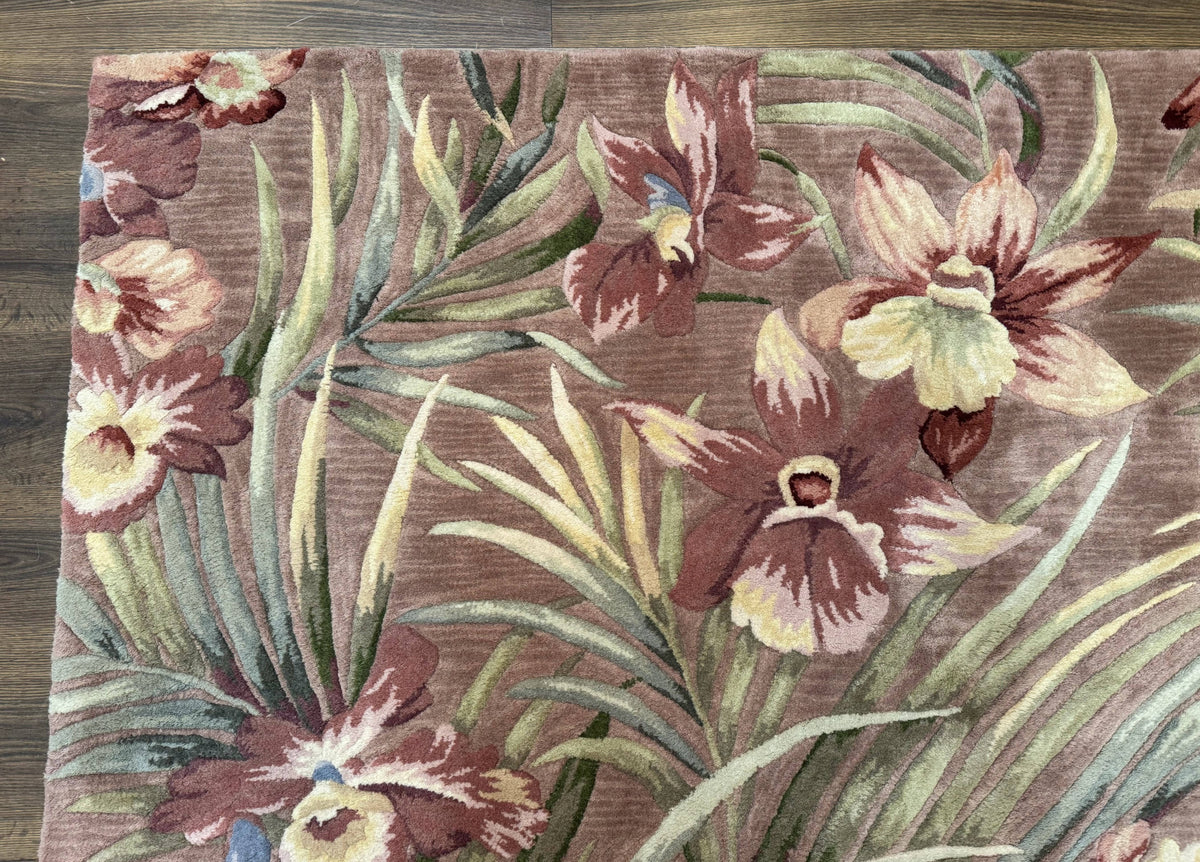 Hand Tufted Floral Rug 5x8, Light Rose Wool Carpet - Jewel Rugs, view 7