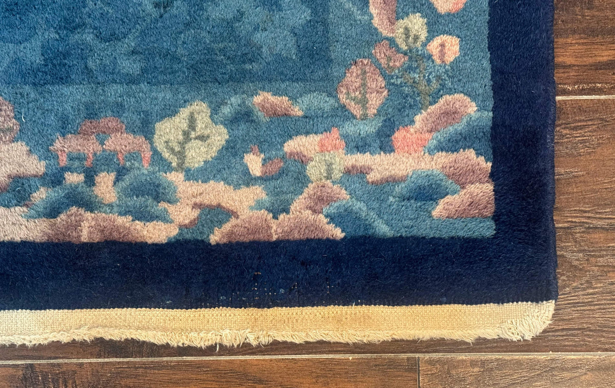 Blue Chinese Rug 2.6 x 4, Fete Rug, Peking Rug, Chinese Wool Rug, Art Deco Carpet - Jewel Rugs, view 9