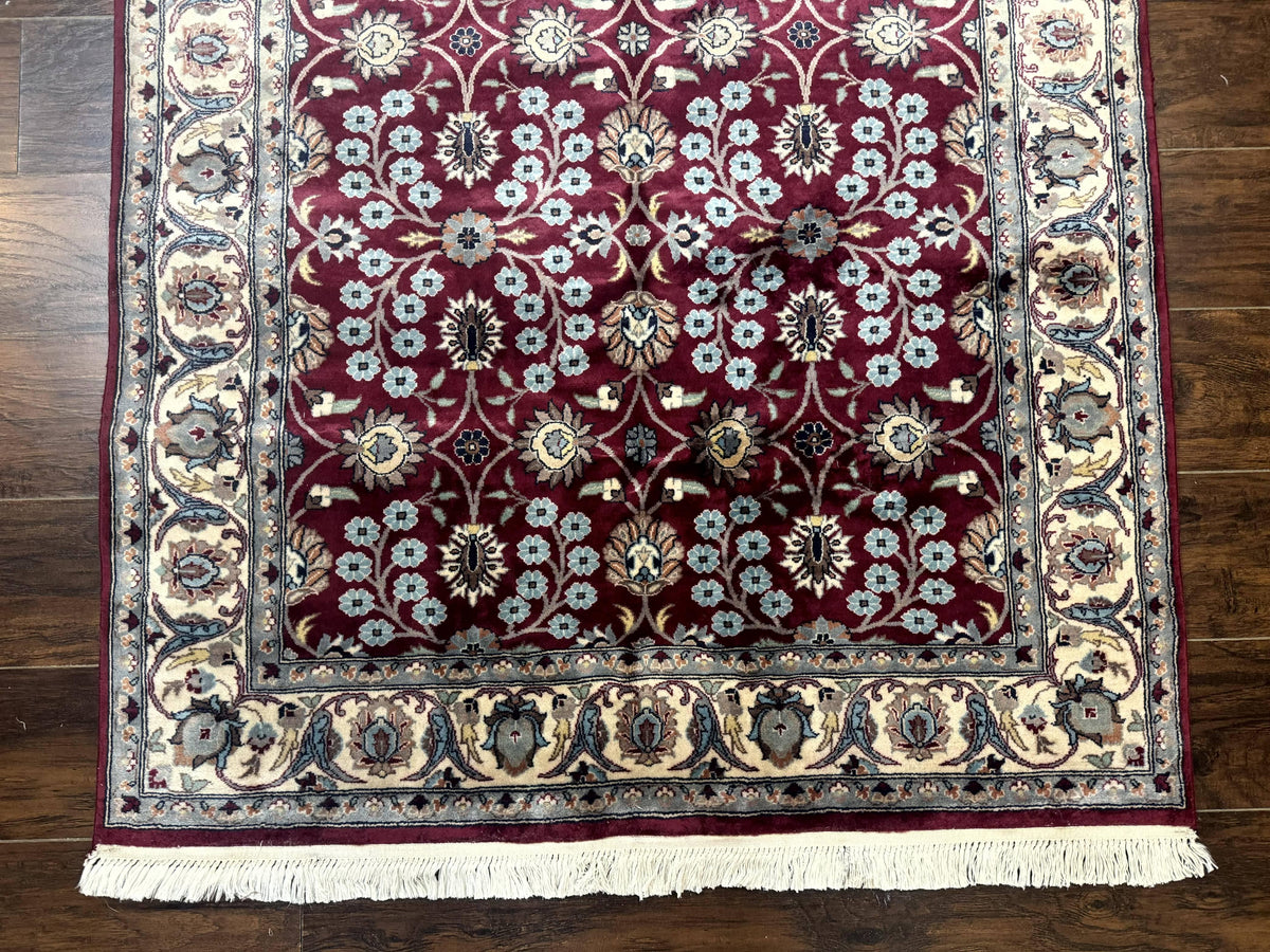 Pak Persian Rug 4x6, Floral Allover, Vintage Wool Carpet, Plum and Ivory - Jewel Rugs, view 6