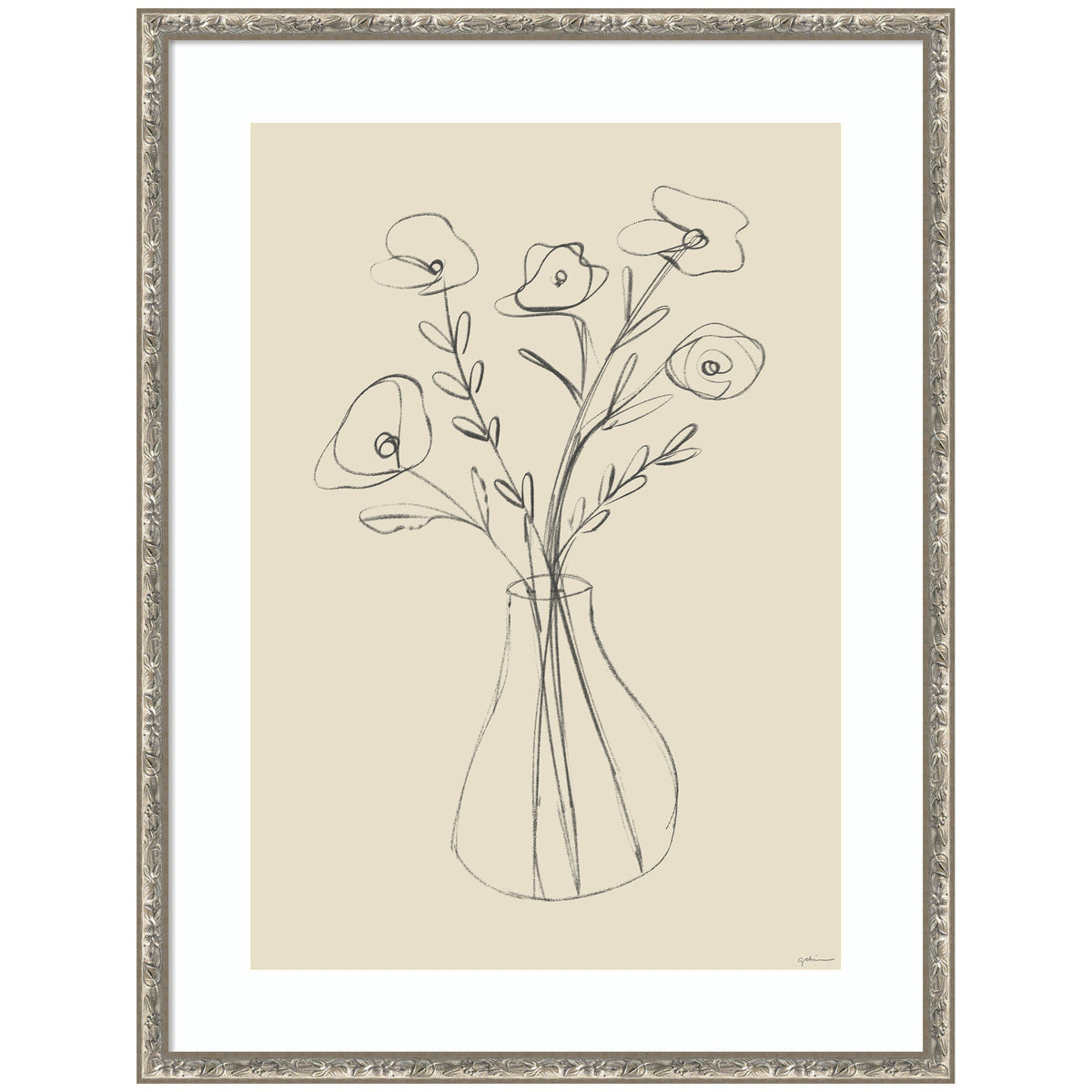 Floral Vase by Gabrielly Guedes Framed Wall Art Print
