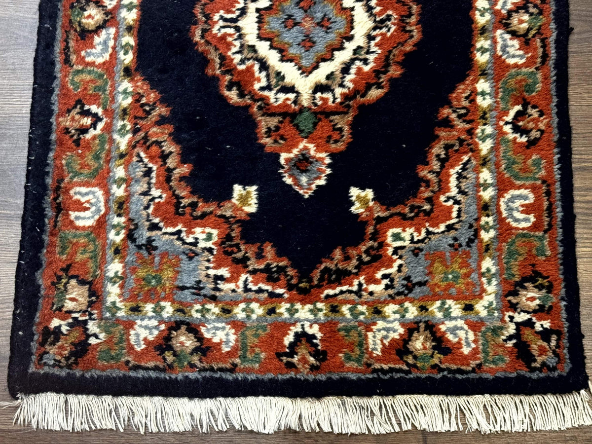 Small Indo Persian Rug 2x3, Navy Blue & Terracotta, Wool, Handmade - Jewel Rugs, view 6