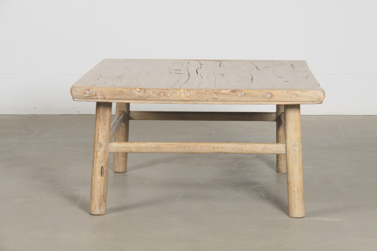 Elmwood Vintage Coffee Table Weathered Natural Warm Wood Tone 37x33x16H