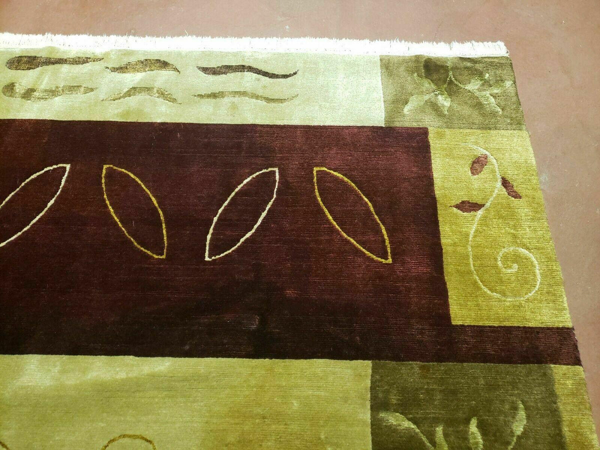 6' X 9' Modern Handmade Tibetan Nepal Wool & Silk Rug Decorative Abstract Gold - Jewel Rugs, view 7