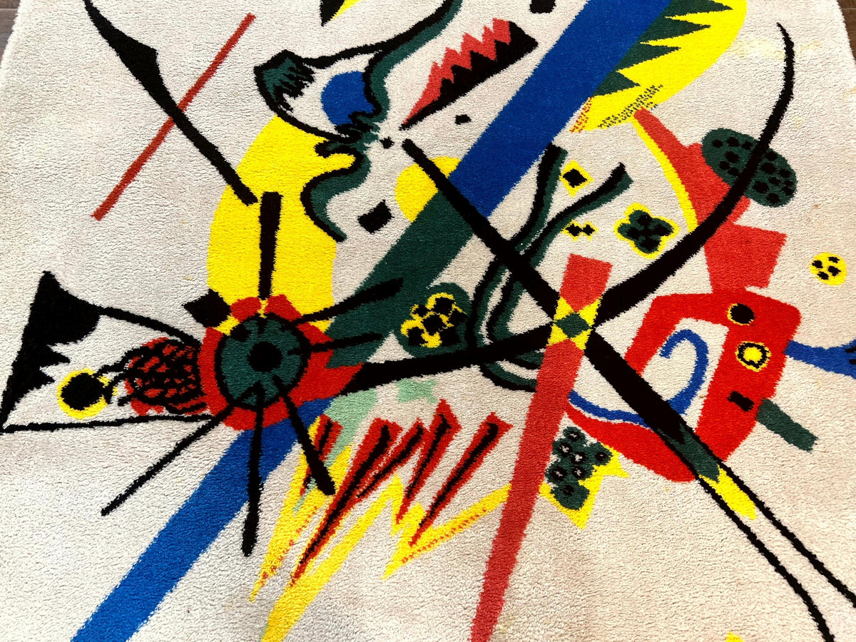 Danish Rya Shag Rug 6x9, EGE Axminster Carpet, Ivory, Modern Abstract Rug, Signed by Designer - Jewel Rugs, view 5