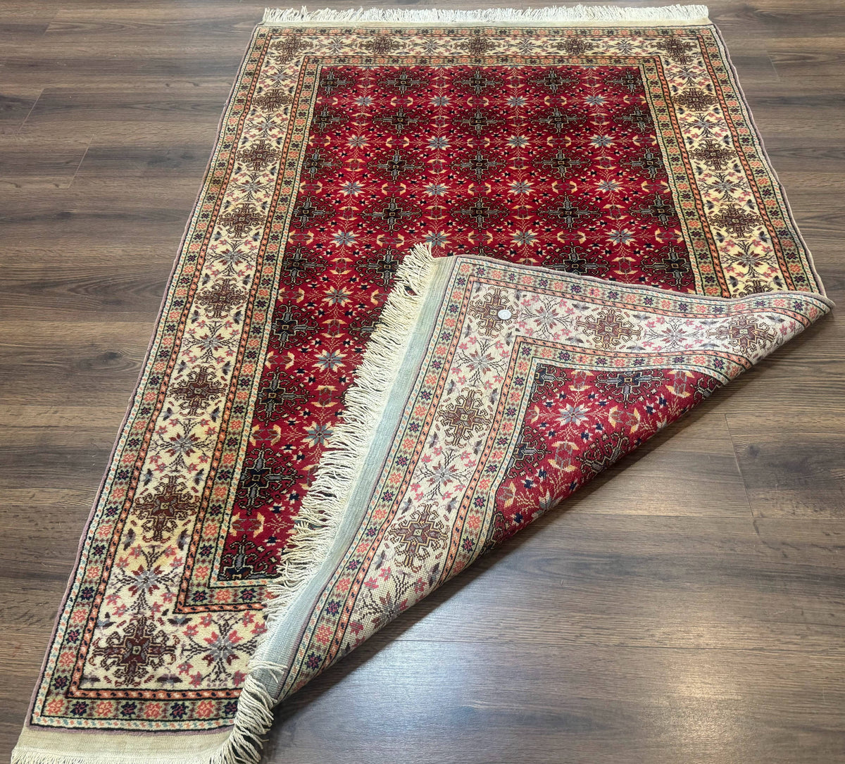 Turkish Sivas Rug 4x6, Red and Cream, Allover Design, Handmade Vintage - Jewel Rugs, view 12