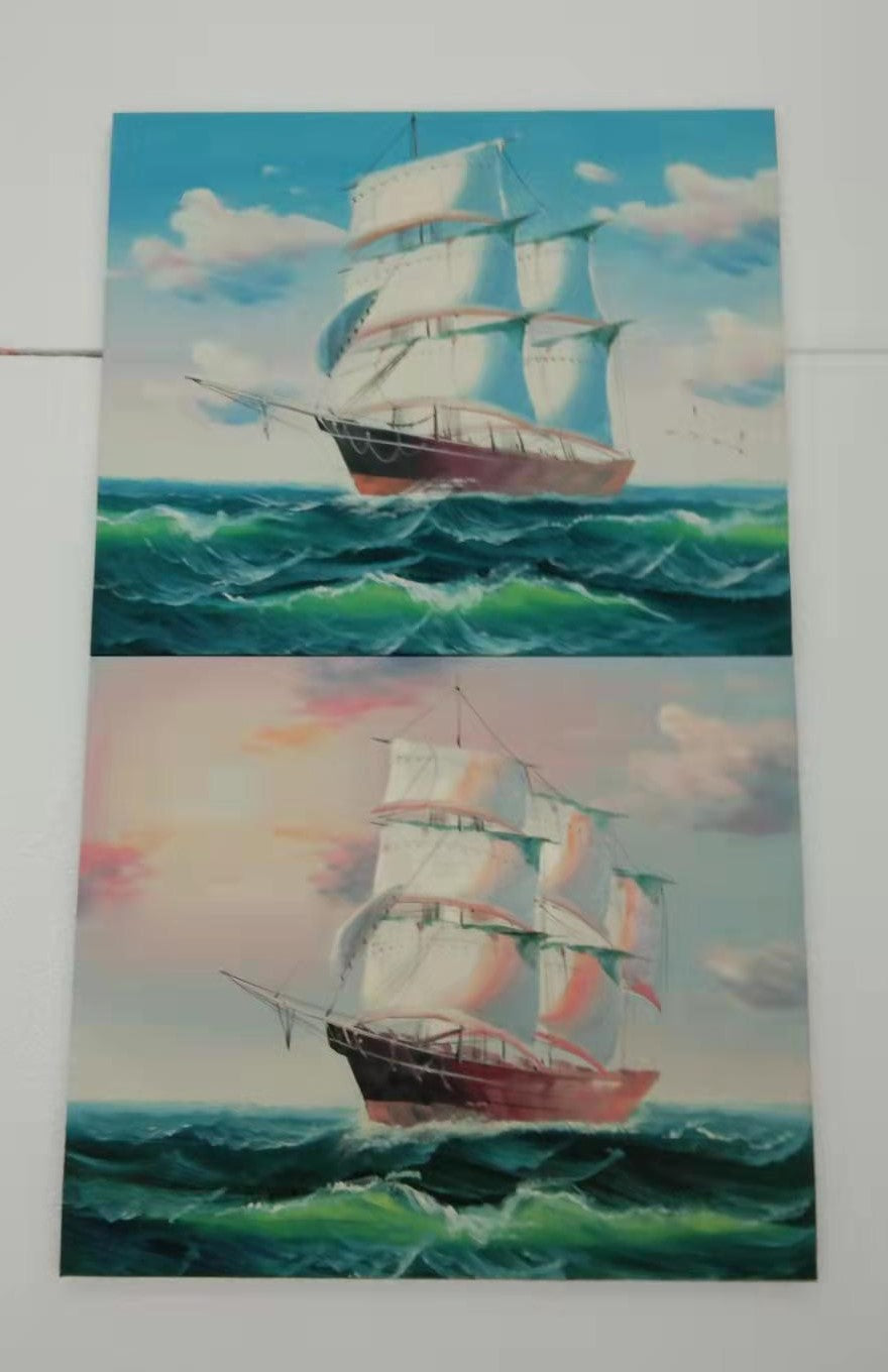 Set of 2 Oil Painting-Sailing image