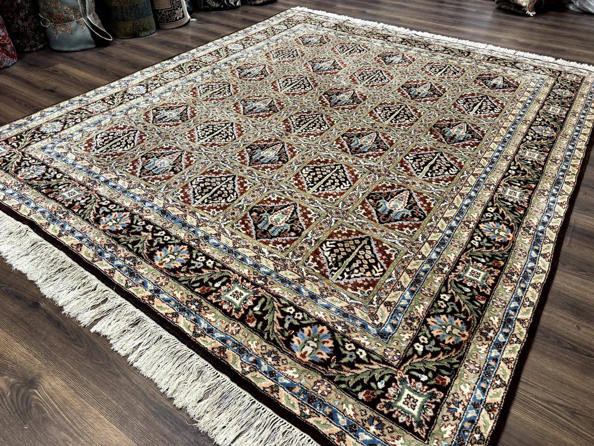 Sino Persian Rug 8x10, Panel Design, Brown, Multicolor, Wool, Cedar Trees - Jewel Rugs, view 2