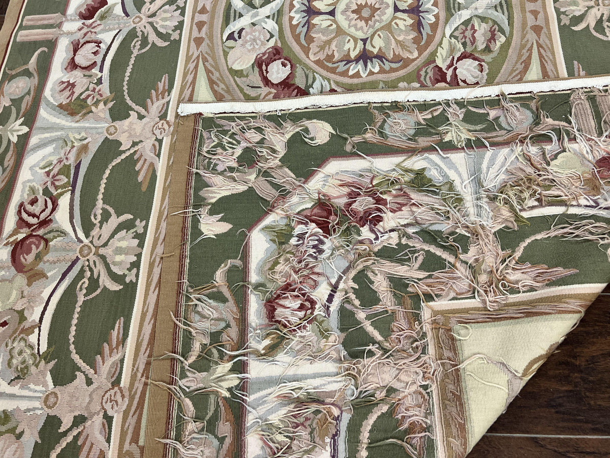 Aubusson Rug 5x8, Wool Handmade Vintage Carpet, Angel Motifs, Flatweave Rug 5 x 8, Medium Sized, European Design - Jewel Rugs, view 12