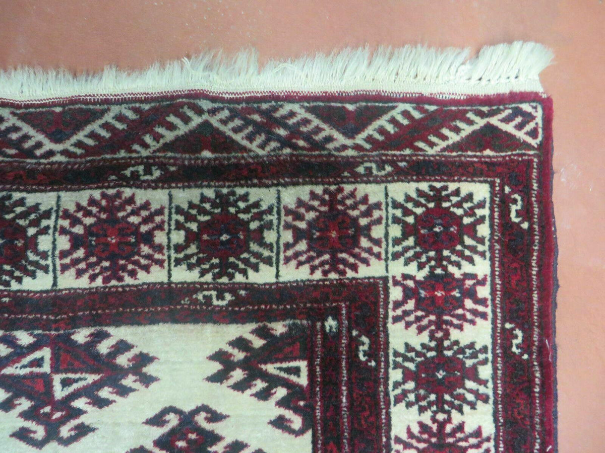 3' X 3' Vintage Handmade Turkoman Bokhara Yamud Wool Rug Nice - Jewel Rugs, view 7