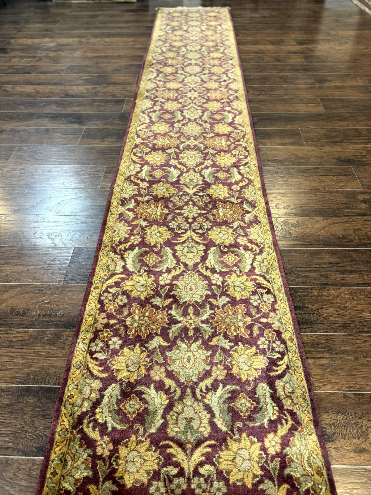 Indian Agra Runner Rug 2.6 x 17.5, Long Runner Rug for Hallway, Floral Handmade - Jewel Rugs, view 6