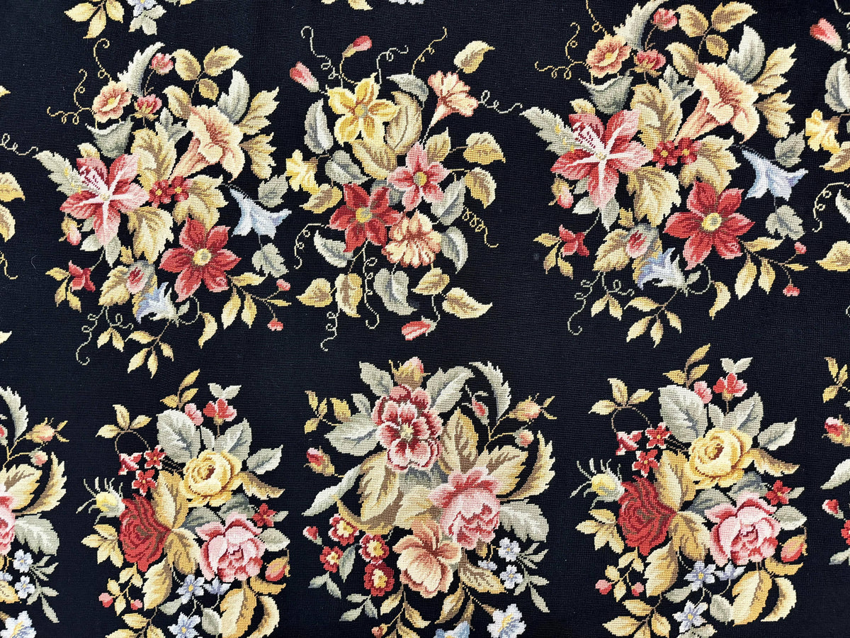 Palace Size Needlepoint Rug 12x16, Black and Colorful, Floral Panel, Handmade Oversized Wool Needlepoint Carpet, Rare - Jewel Rugs, view 5
