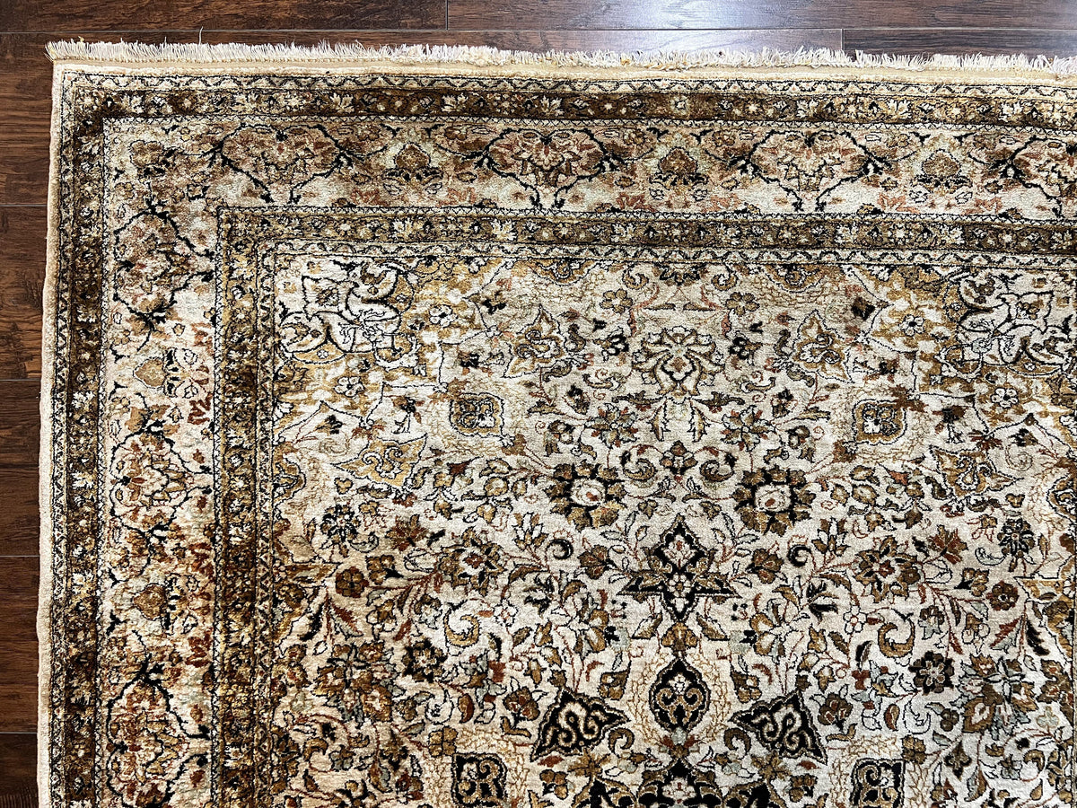 Persian Qum Silk Rug 5x7, Very Fine 60 Raj 475 KPSI, Hand Knotted, Silk on Silk - Jewel Rugs, view 5