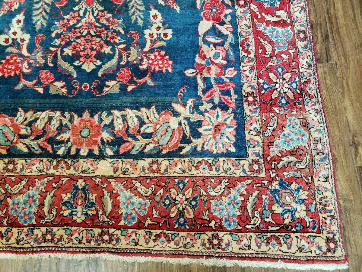 4' X 7' Vintage Handmade Turkish Wool Rug Flowers Birds Tree Of Life Blue Red - Jewel Rugs, view 10