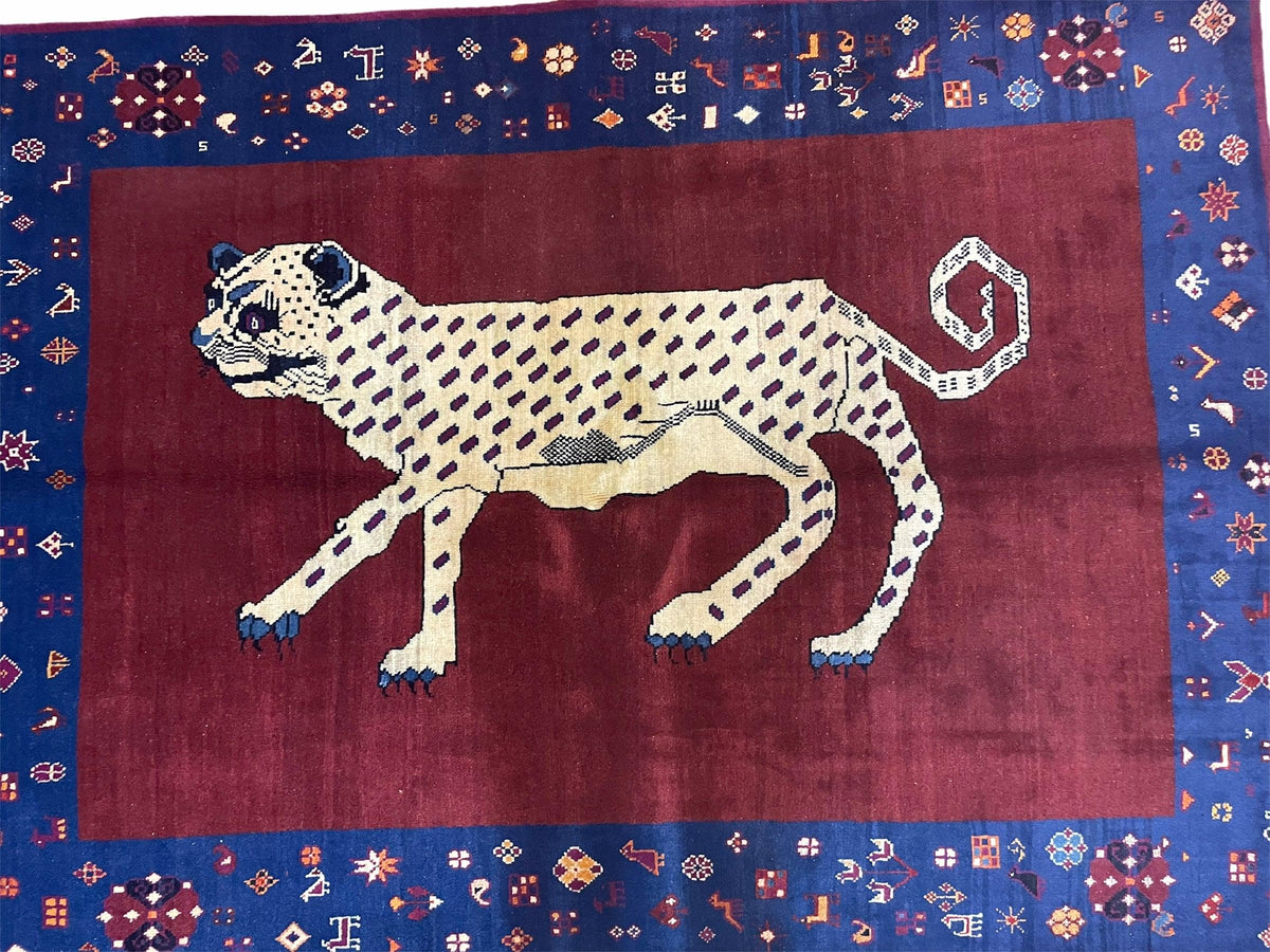 5 X 7 Handmade Zagros Wool Rug Snow White Panther Maroon Blue Organic Dyes - Jewel Rugs, view 11