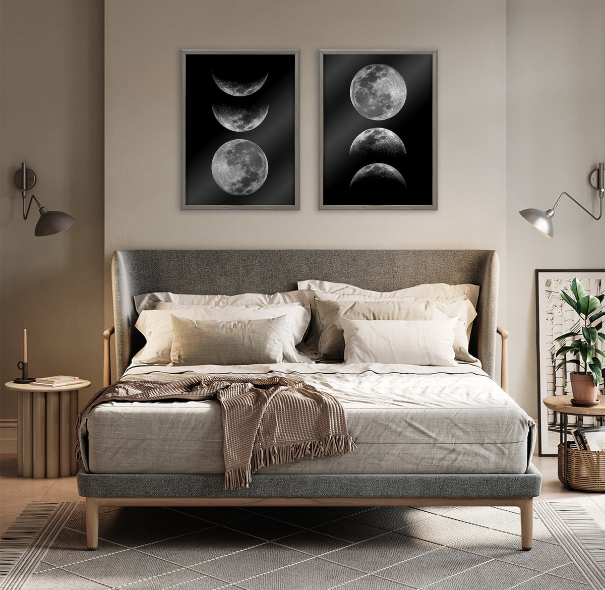 Blake Mod Moon It's Just a Phase Framed Printed Glass by The Creative Bunch Studio