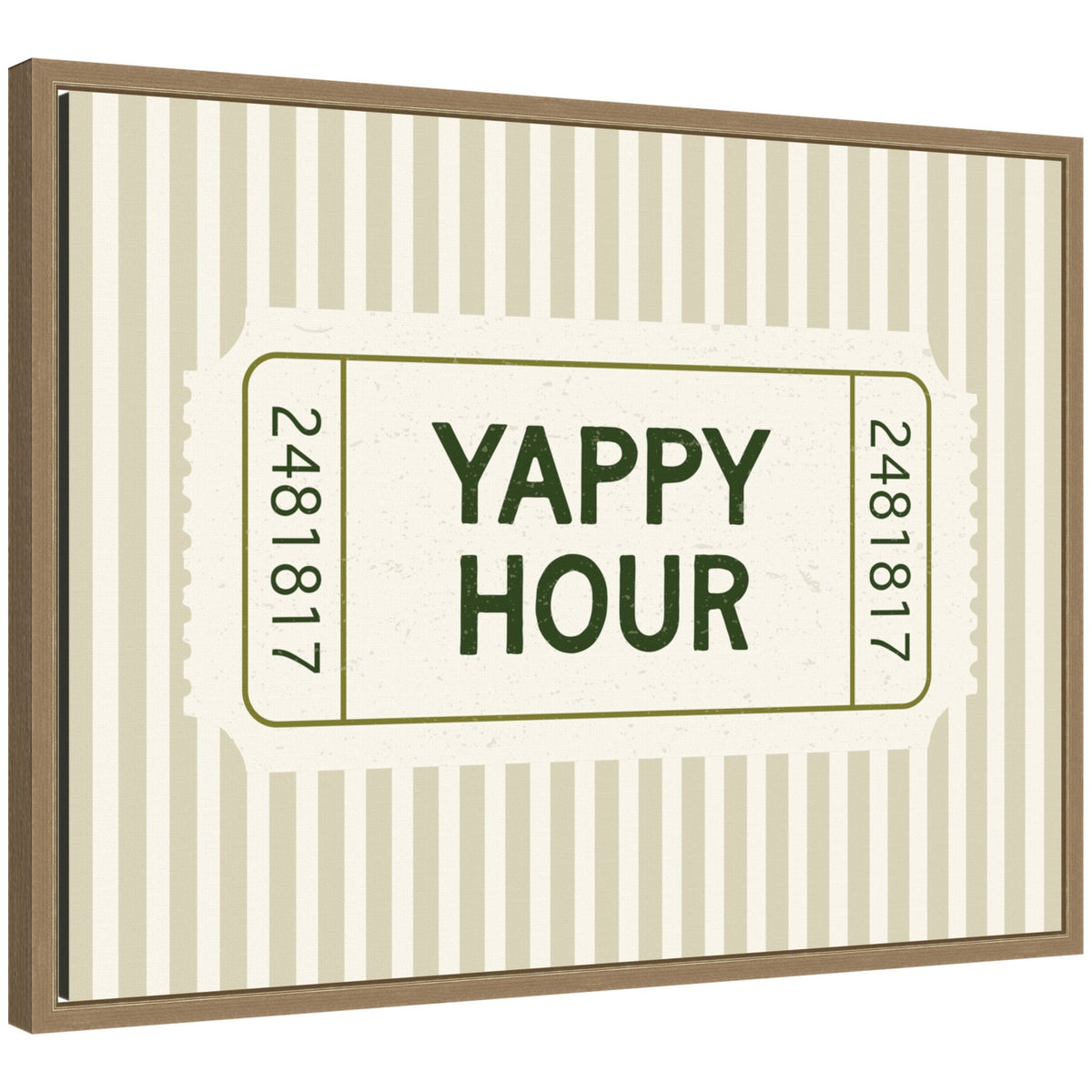 Yappy Hour Ticket Sage Green Wall by Lucky Guava Framed Canvas Wall Art Print