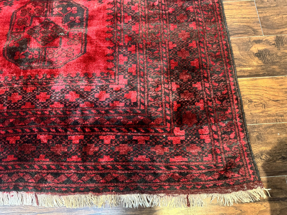 Afghan Turkoman Rug 9x10, Red Beshir Carpet, Tribal, Wool, Antique - Jewel Rugs, view 9