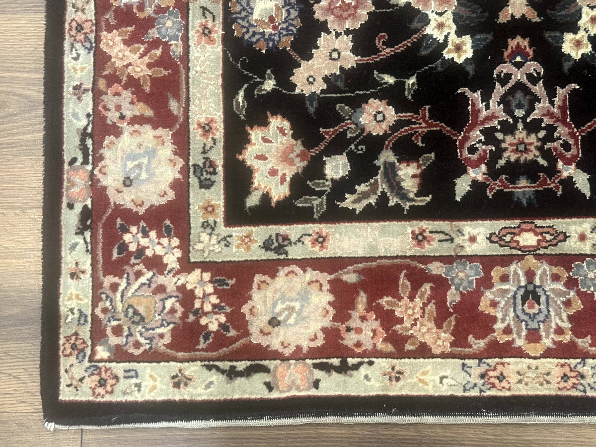 Black Sino Persian Rug 3x5, Wool with Silk Highlights, Floral, Fine 170 KPSI - Jewel Rugs, view 8
