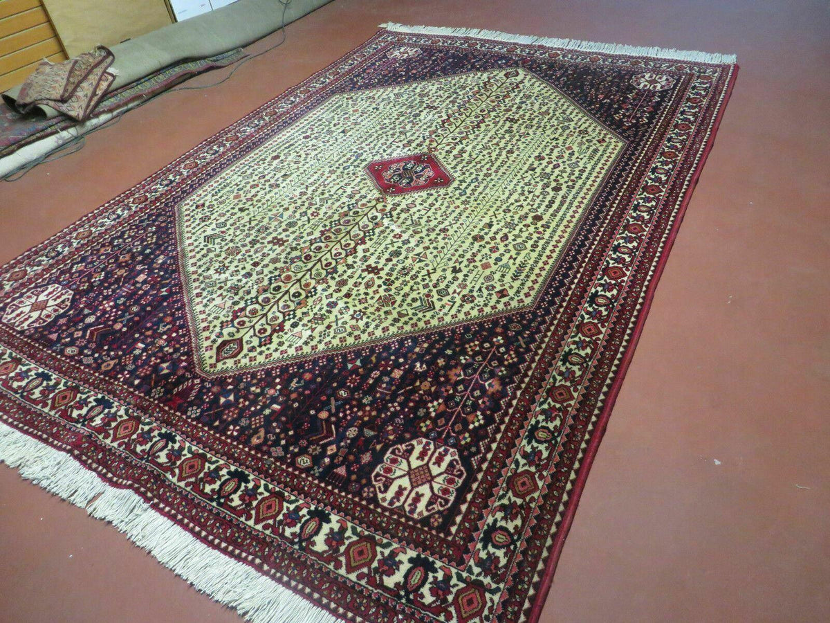 7' X 10' Vintage Handmade Indian Floral Wool Rug Hand Knotted Carpet Ivory Red - Jewel Rugs, view 3